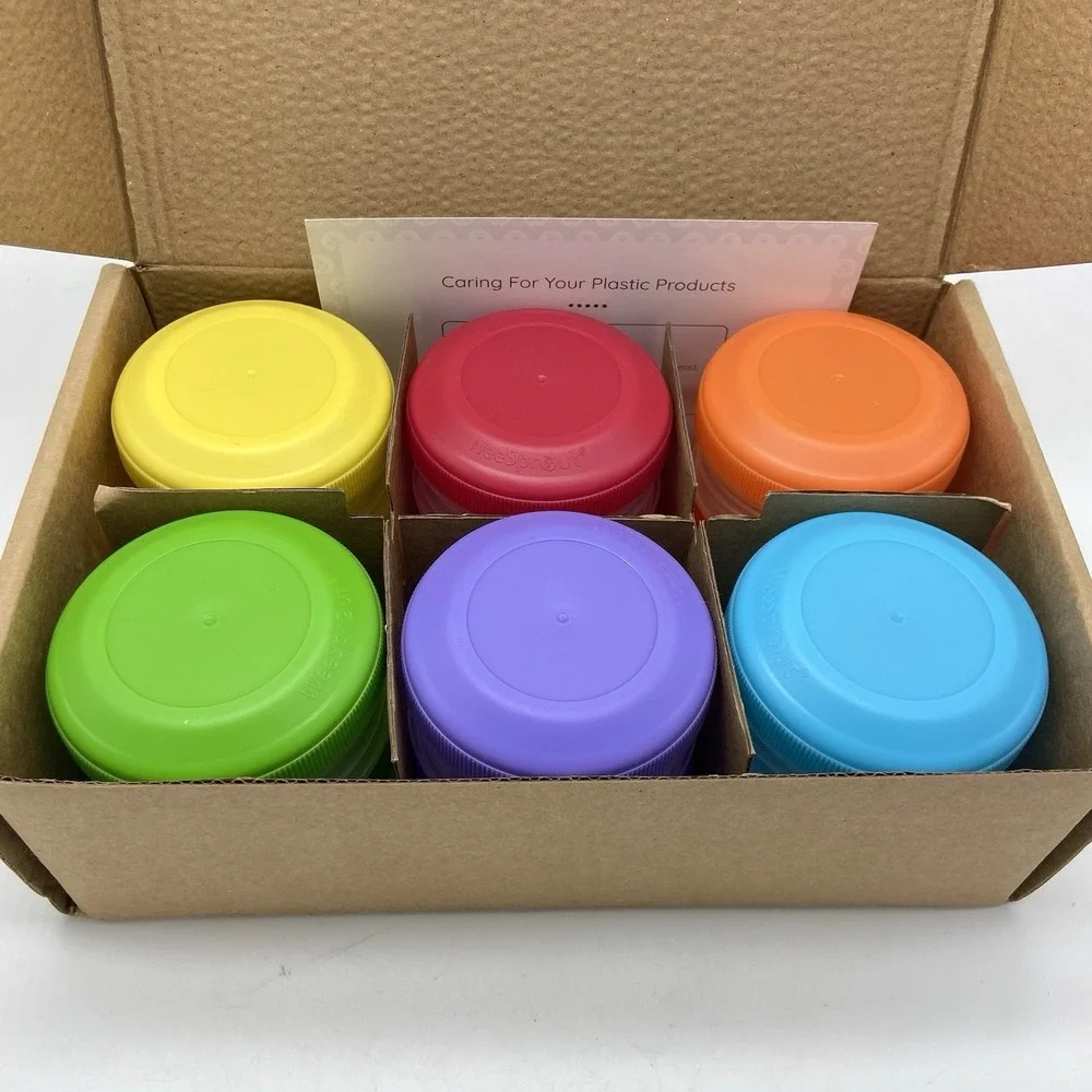 Wee Sprout Baby Food Storage Jars Set of 12 - 4oz with Lids - BPA Free NEW